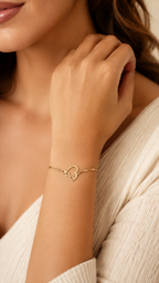 PULSERA PLATA CHAPADA EN ORO CORAZON + INFINITO