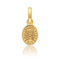 MEDALLA PLATA CHAPADA EN ORO SAN BENITO OVAL - 6x10MM