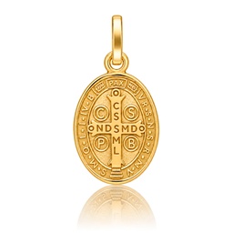 MEDALLA PLATA CHAPADA EN ORO SAN BENITO OVAL - 13x21MM