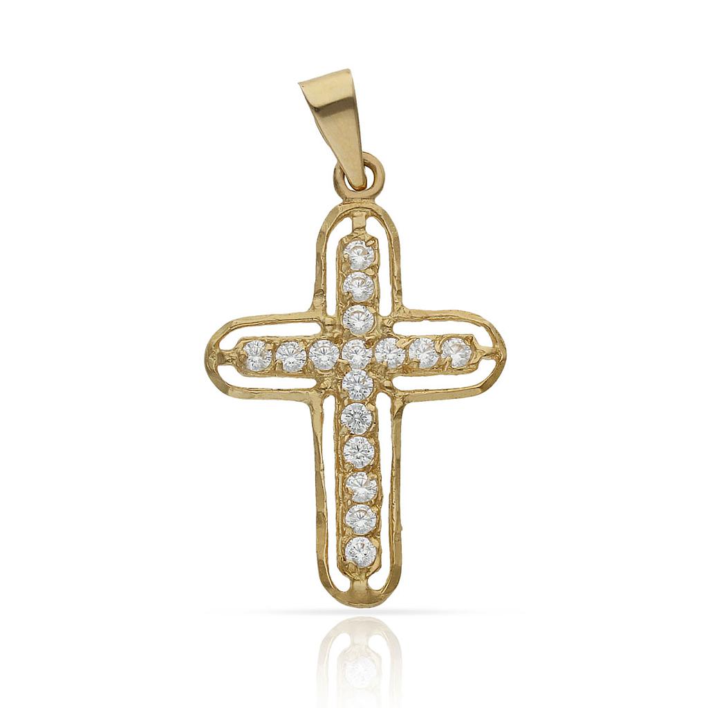 CRUZ ORO 18KL CIRCONITAS - 18X27MM