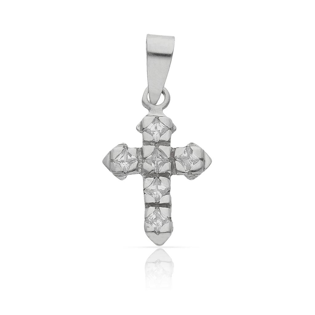 CRUZ ORO BLANCO 18KL CIRCONITAS - 11x16MM