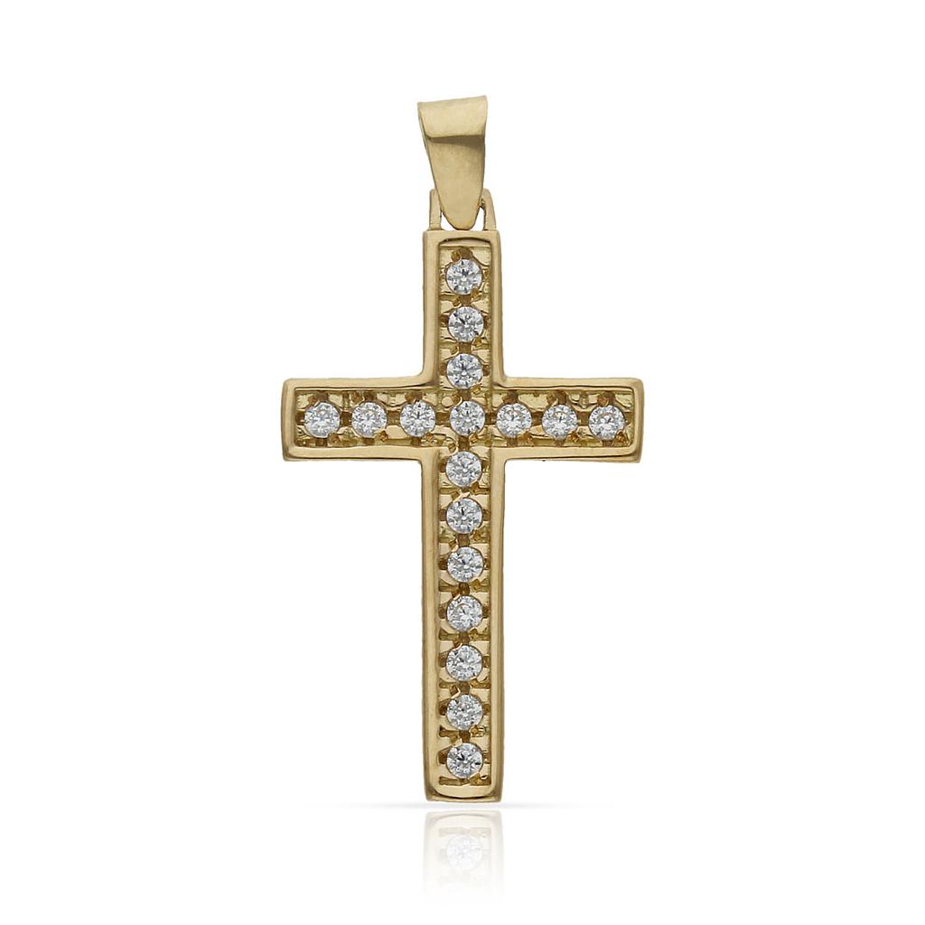 CRUZ ORO 18KL CIRCONITAS - 16x27MM