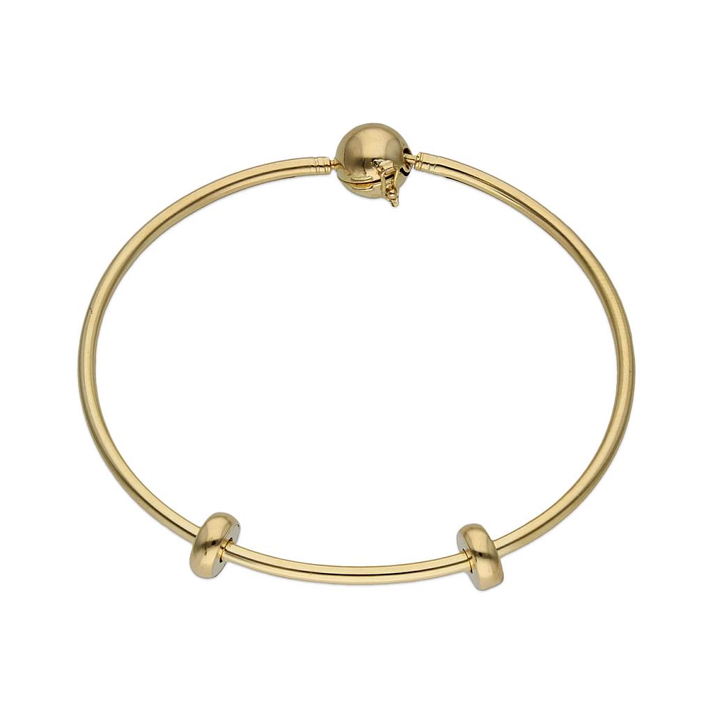 PULSERA ORO 18KL RIGIDA STOPPERS LISOS