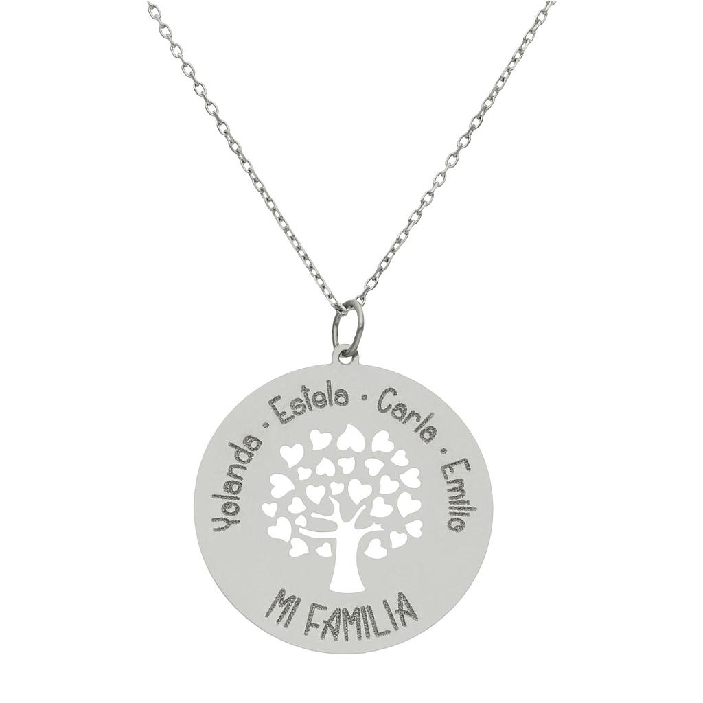 GARGANTILLA ORO BLANCO 18KL ARBOL FAMILIA - 25MM