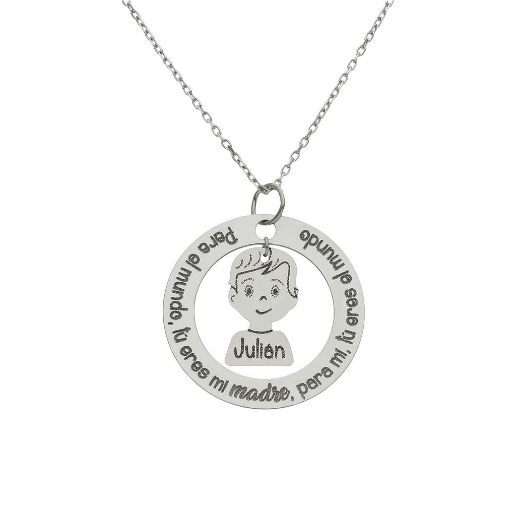 GARGANTILLA ORO BLANCO 18KL FRASE + NIÑO