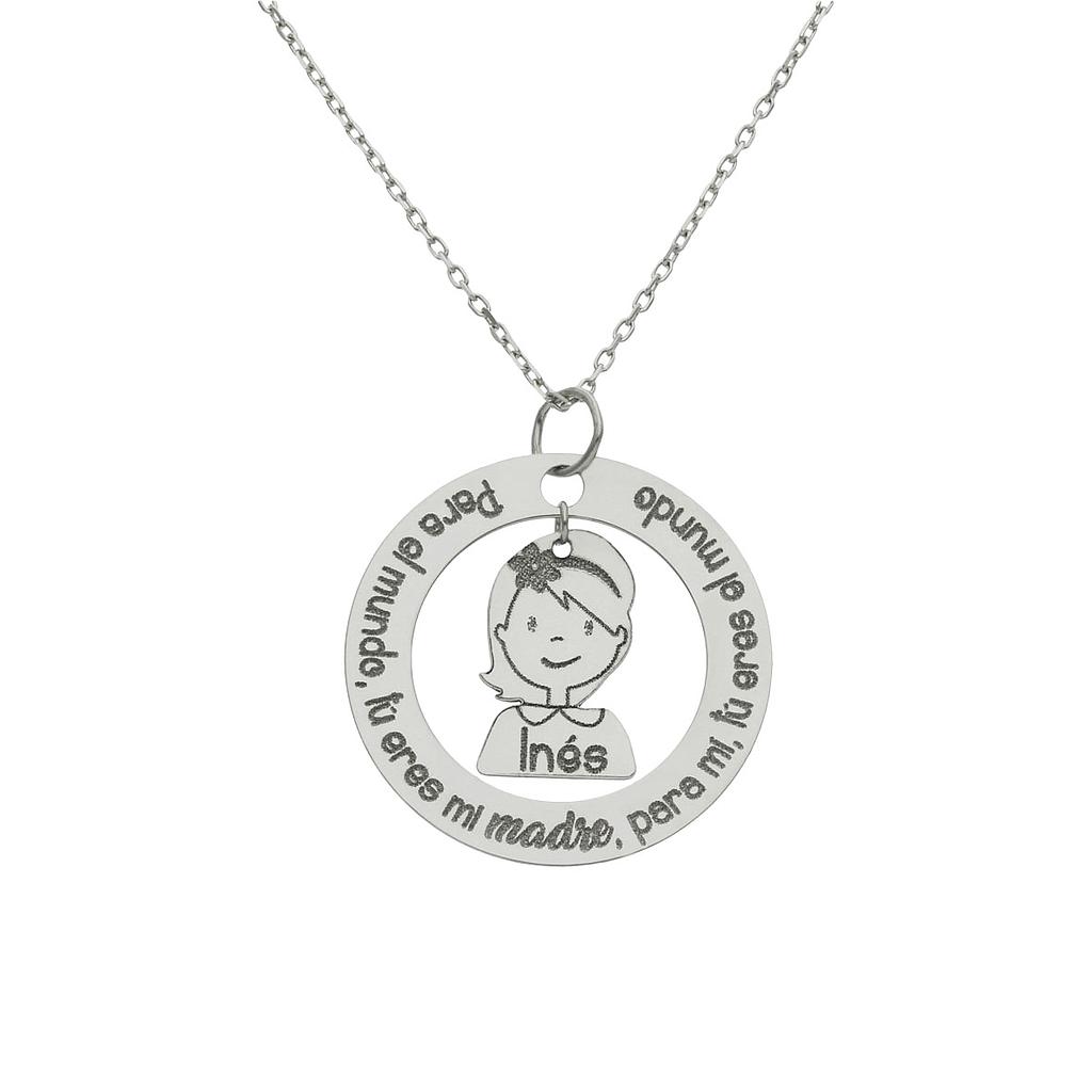 GARGANTILLA ORO BLANCO 18KL FRASE + NIÑA