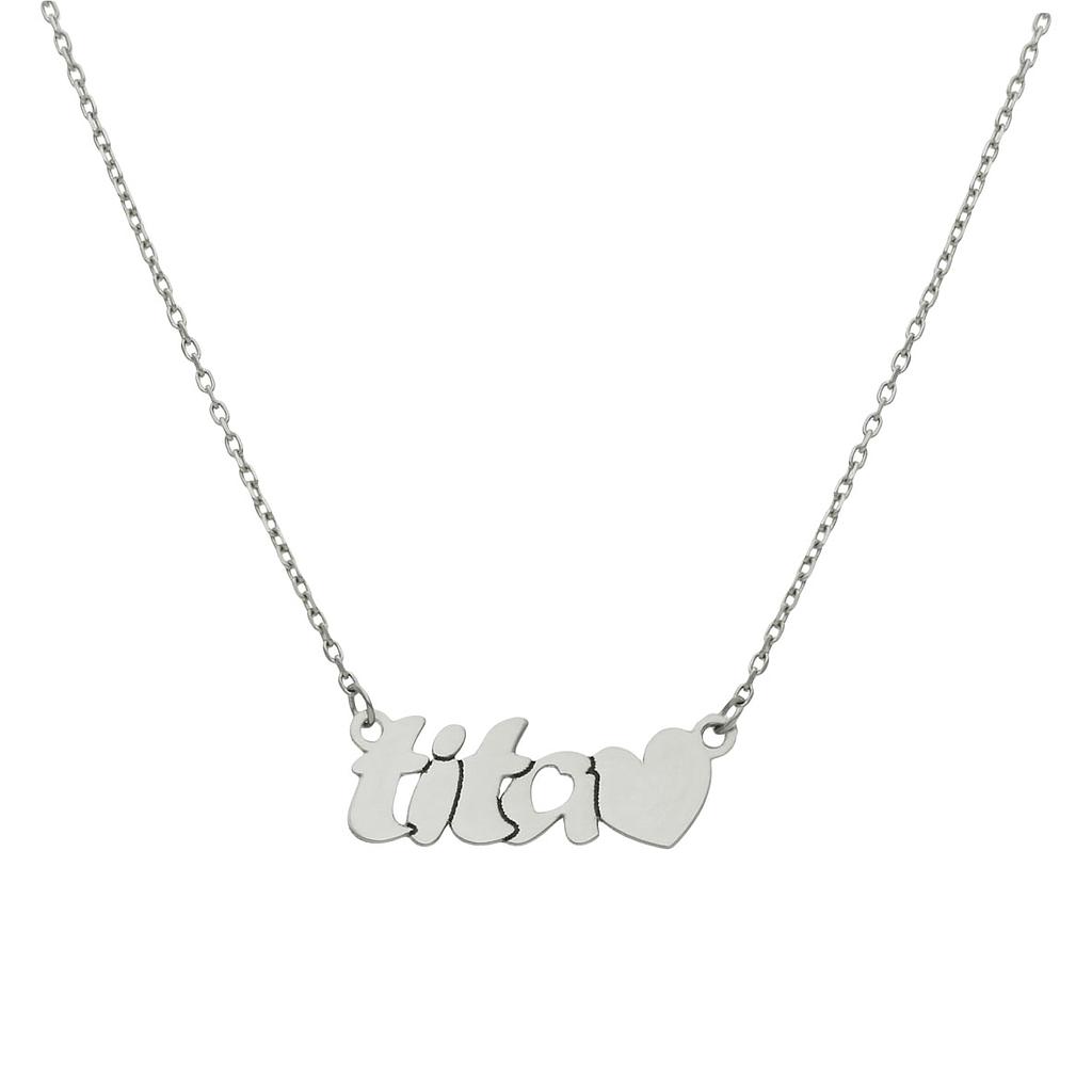 GARGANTILLA ORO BLANCO 18KL TITA + CORAZON