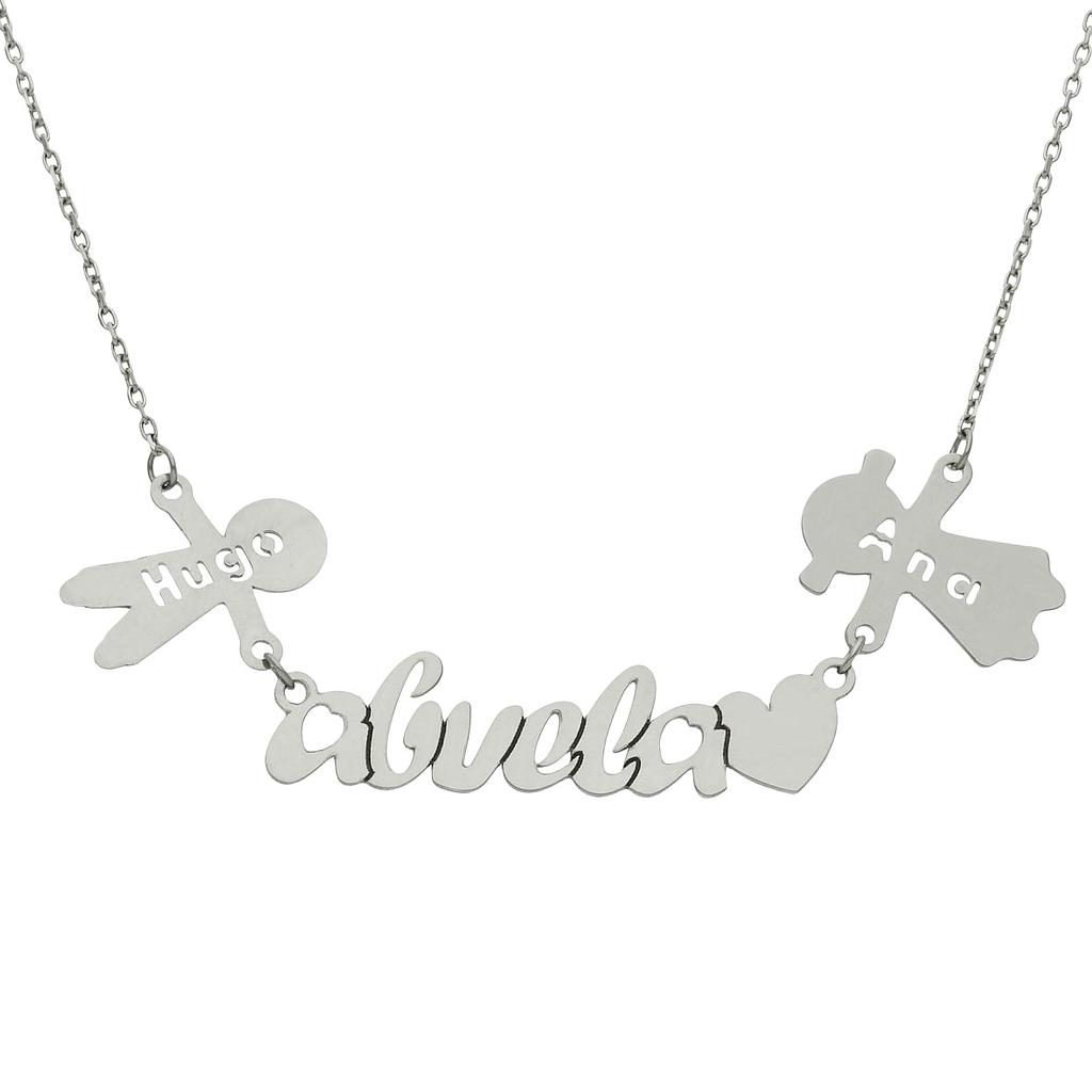 GARGANTILLA ORO BLANCO 18KL ABUELA + NIÑOS