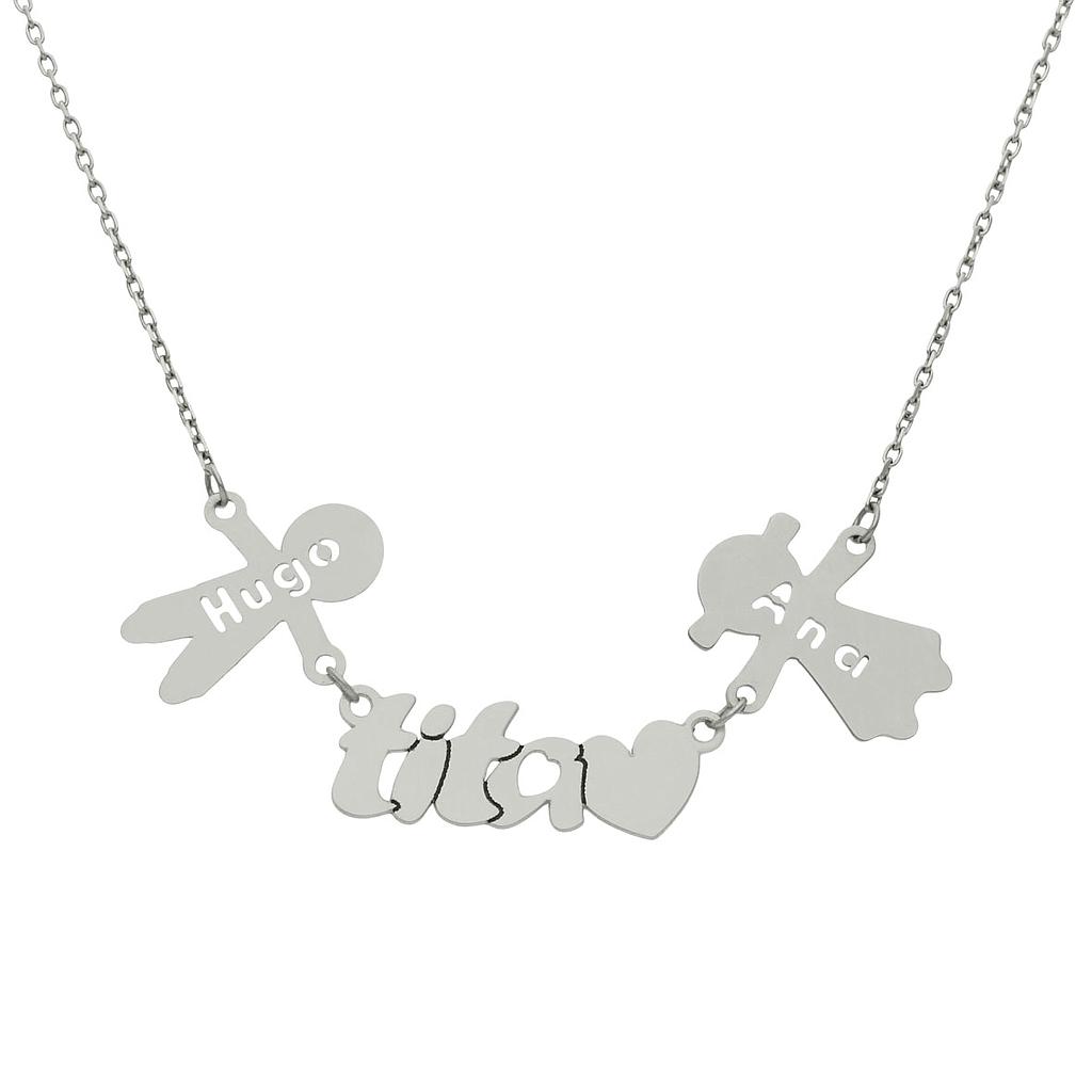 GARGANTILLA ORO BLANCO 18KL TITA + NIÑOS