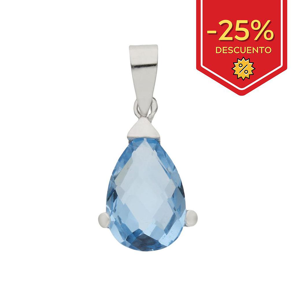 COLGANTE ORO BLANCO 18KL PIEDRA AZUL