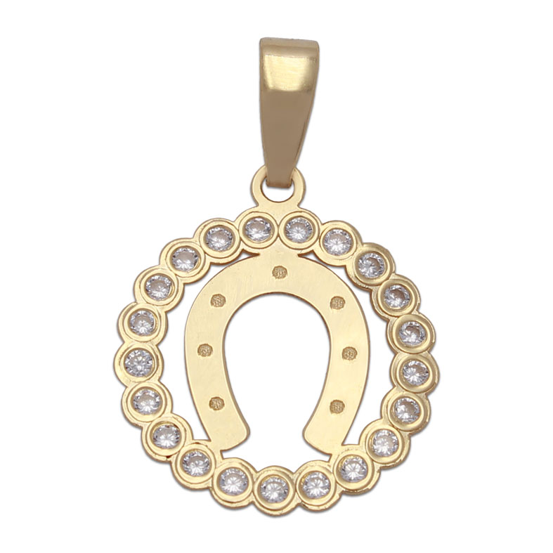 COLGANTE ORO 18KL HERRADURA + CIRCONITAS - 20MM