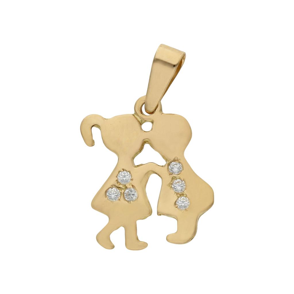 COLGANTE ORO 18KL NIÑOS CIRCONITAS