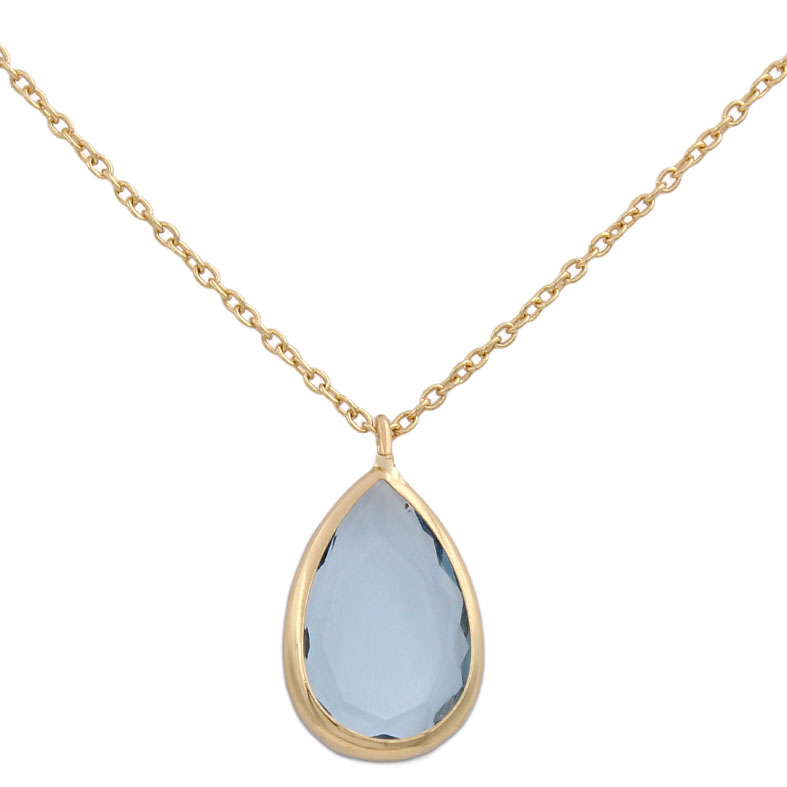 GARGANTILLA ORO 18KL LAGRIMA PIEDRA AZUL