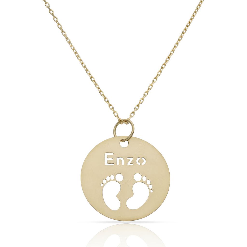 GARGANTILLA ORO 18KL NOMBRE + PIES - 20MM