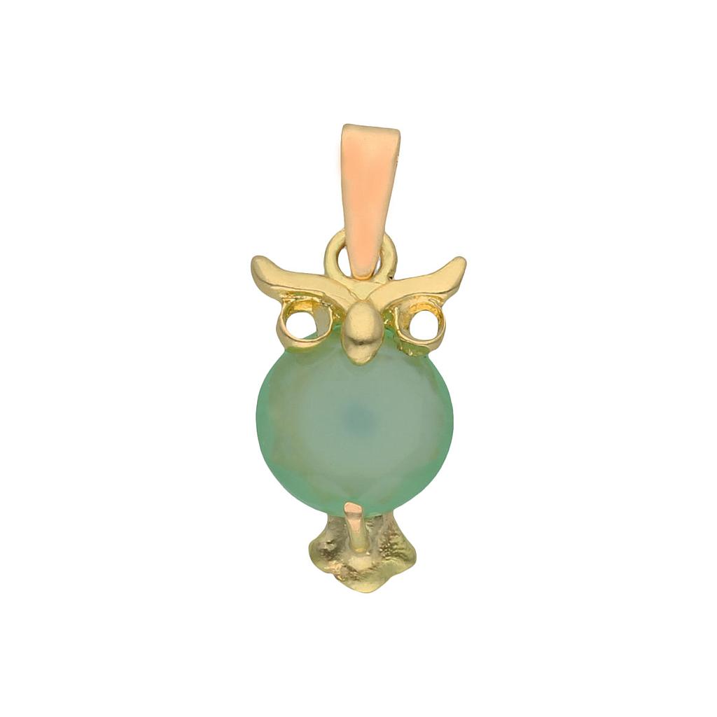 COLGANTE ORO 18KL BUHO PIEDRA VERDE