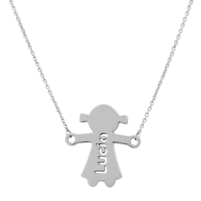 GARGANTILLA ORO BLANCO 18KL NIÑA + NOMBRE