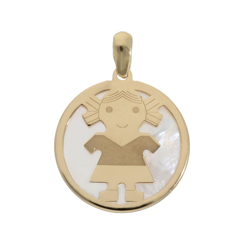 COLGANTE ORO 18KL NIÑA NACAR - 16MM