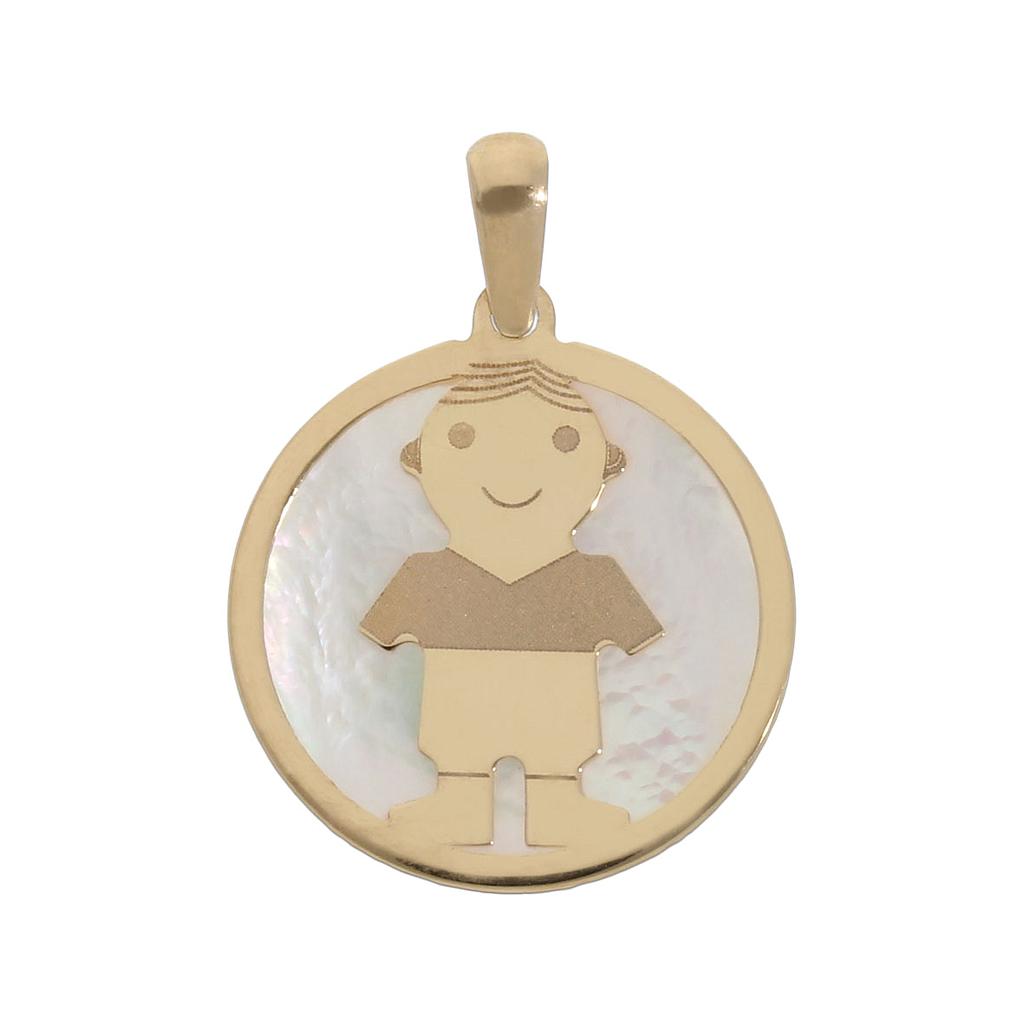 COLGANTE ORO 18KL NIÑO NACAR - 16MM