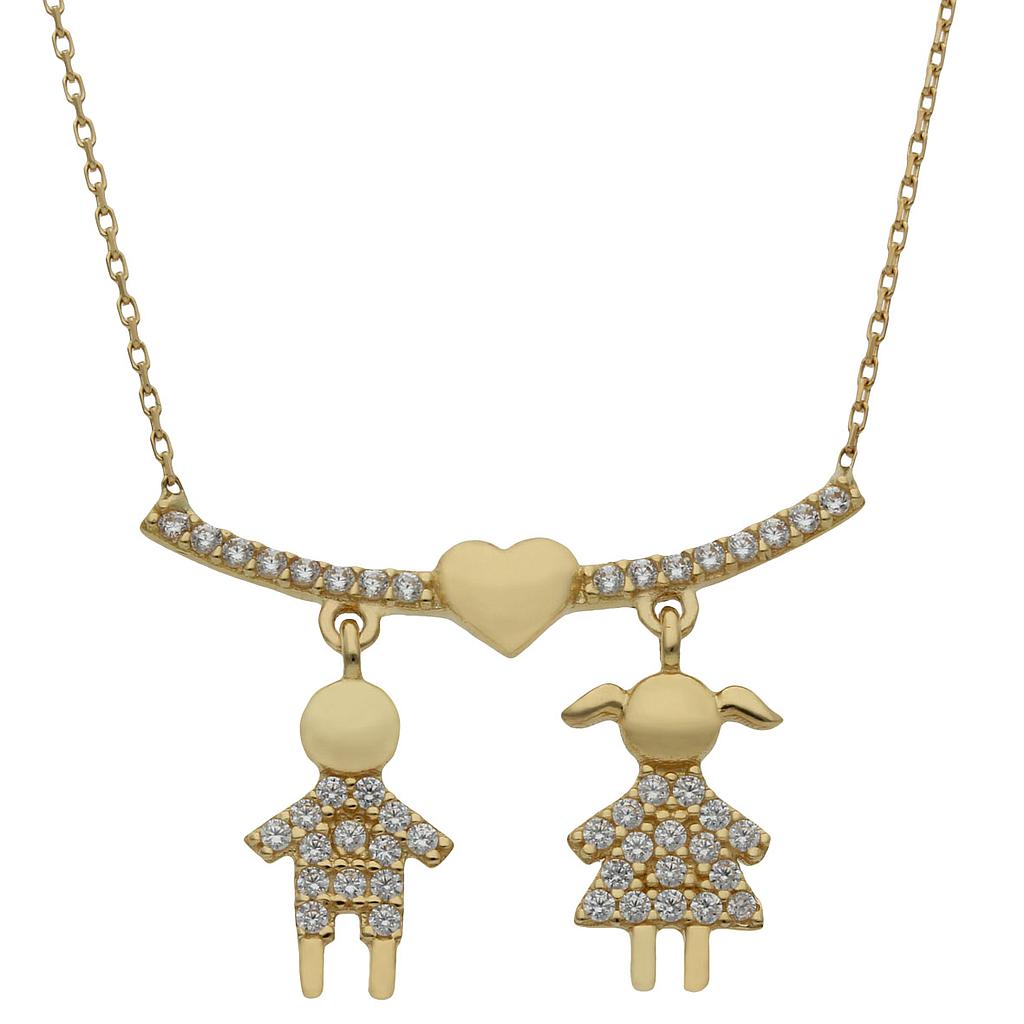 GARGANTILLA ORO 18KL NIÑA + NIÑO CIRCONITAS