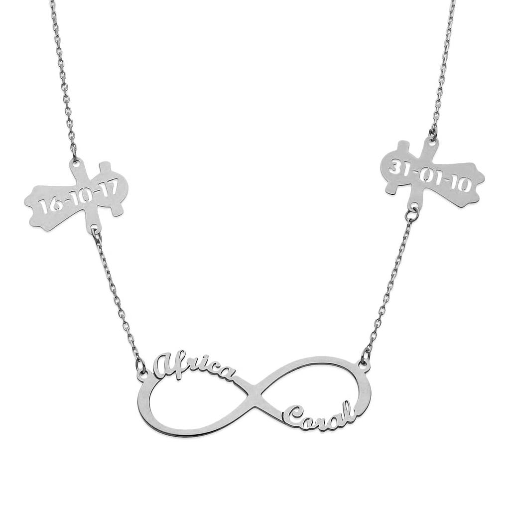 GARGANTILLA ORO BLANCO 18KL INFINITO + NIÑA + NIÑO