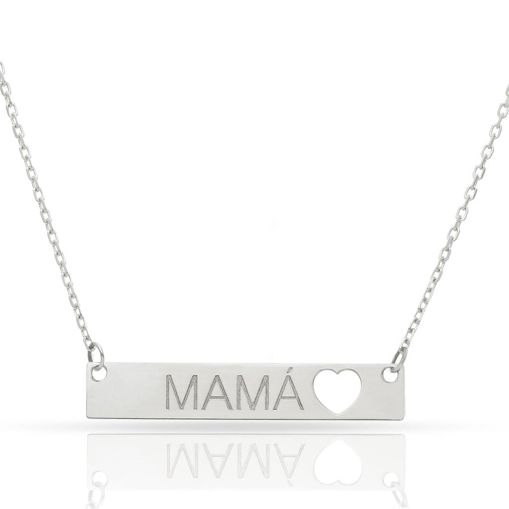 GARGANTILLA ORO BLANCO 18KL CHAPA + CORAZON + NOMBRE