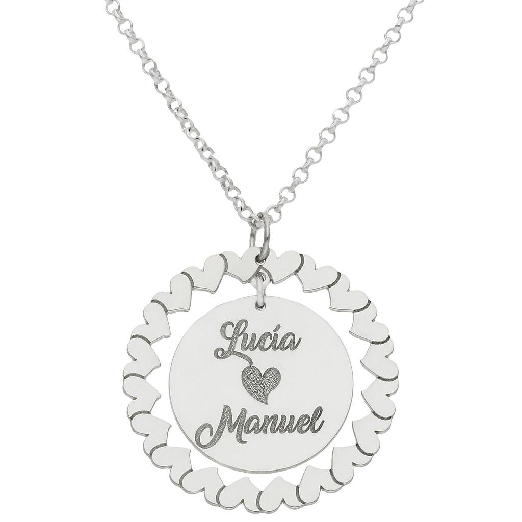 GARGANTILLA ORO BLANCO 18KL CERCO CORAZONES