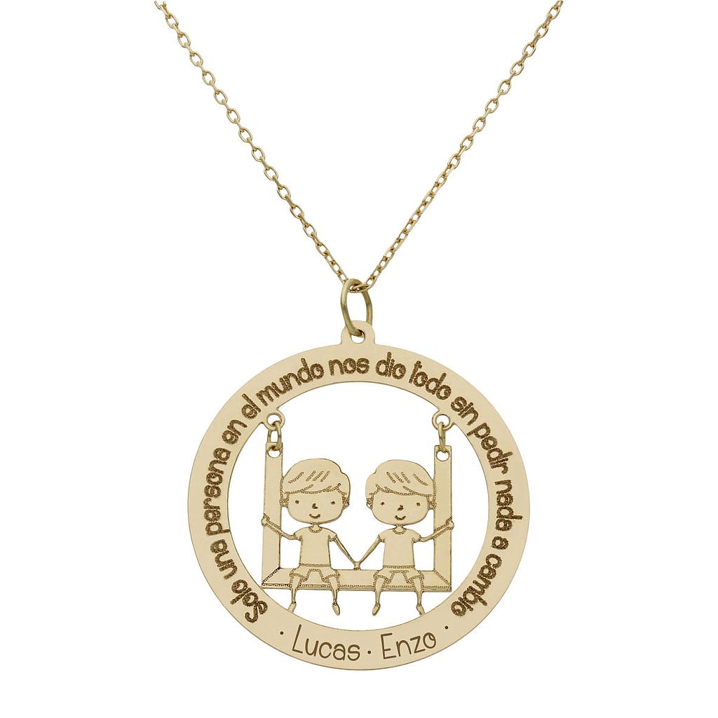 GARGANTILLA ORO 18KL FRASE + NIÑOS - 28MM