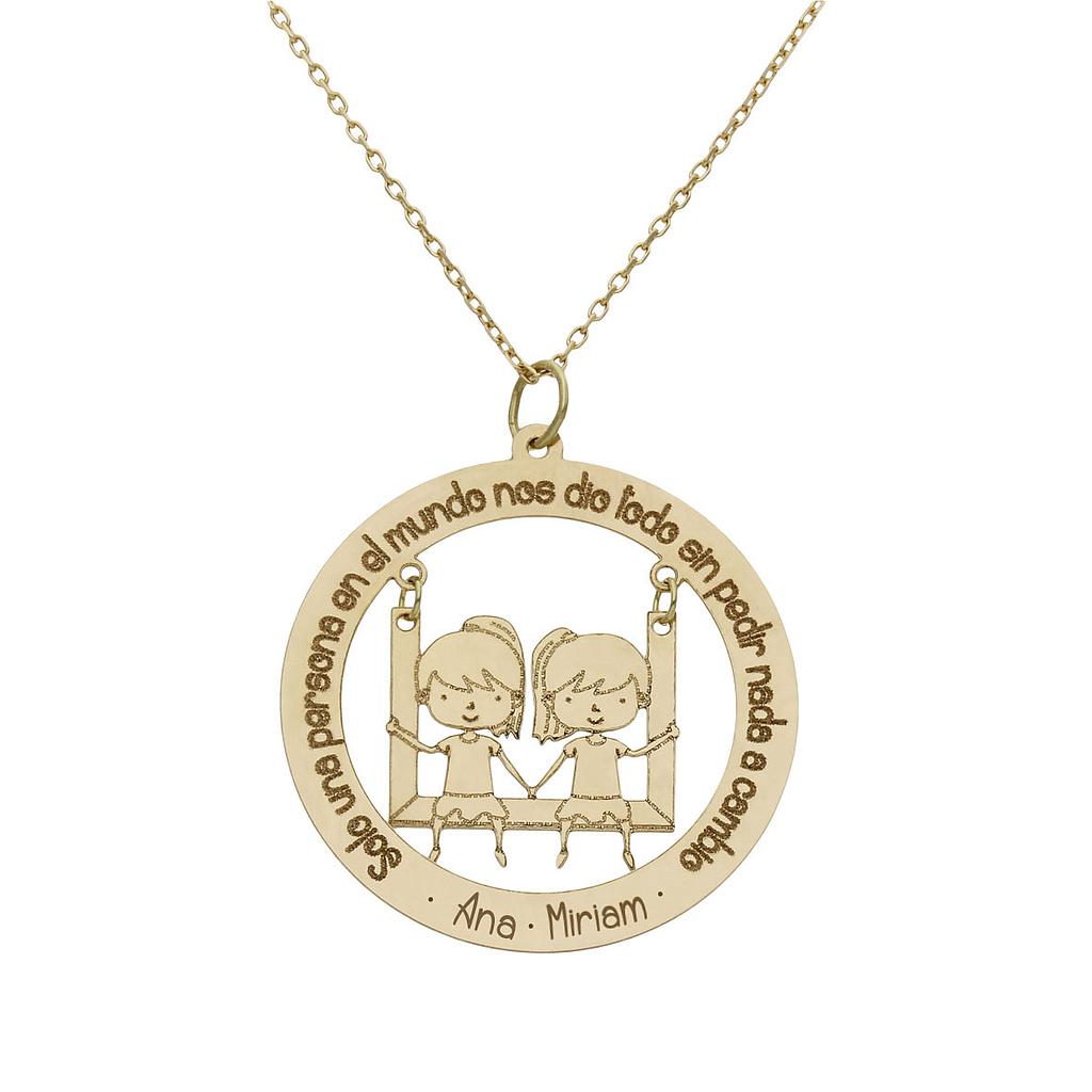 GARGANTILLA ORO 18KL FRASE + NIÑAS - 28MM