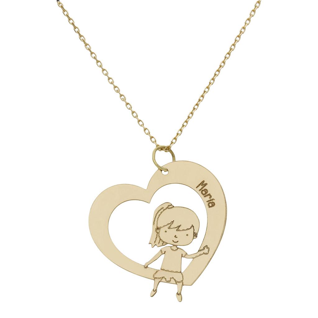 GARGANTILLA ORO 18KL CORAZON + NIÑA