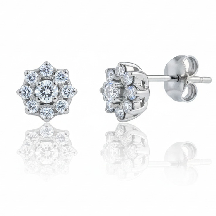 PENDIENTES ORO BLANCO 18KL DIAMANTES