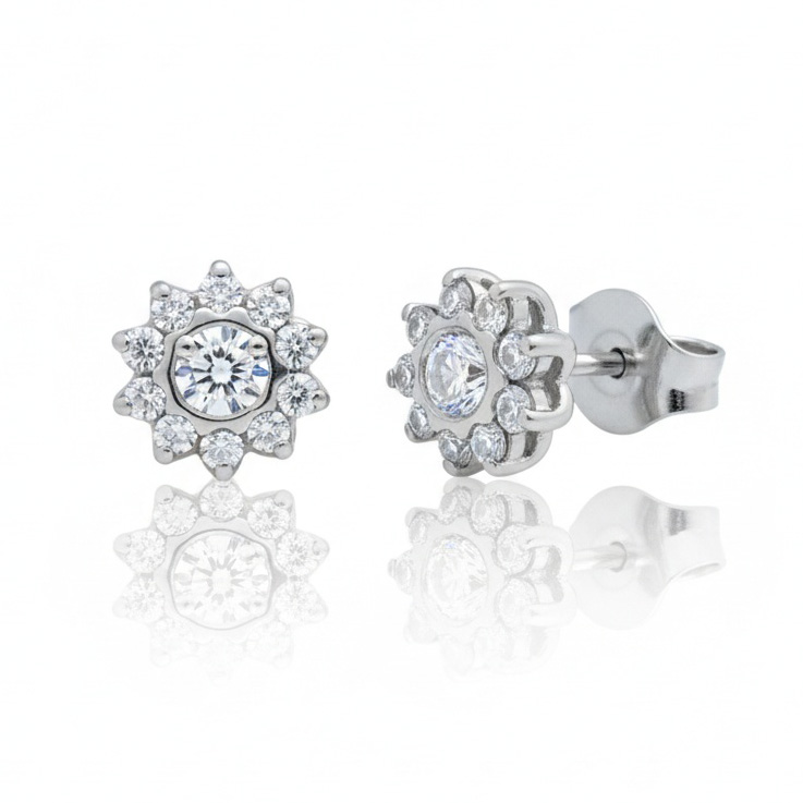 PENDIENTES ORO BLANCO 18KL DIAMANTES 
