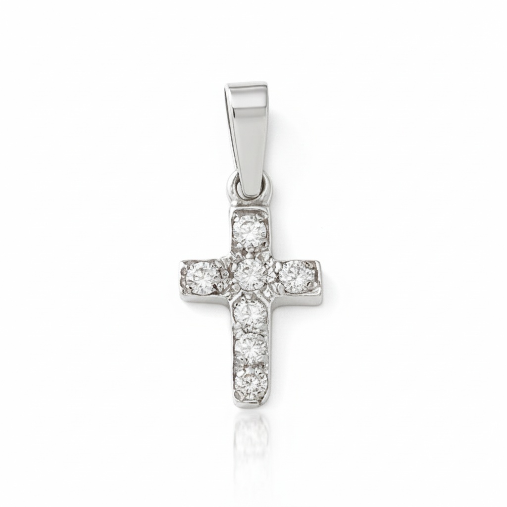 CRUZ ORO BLANCO 18KL DIAMANTES