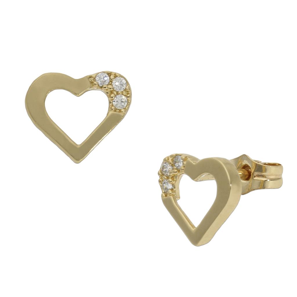 PENDIENTES ORO 18KL CORAZONES CIRCONITAS