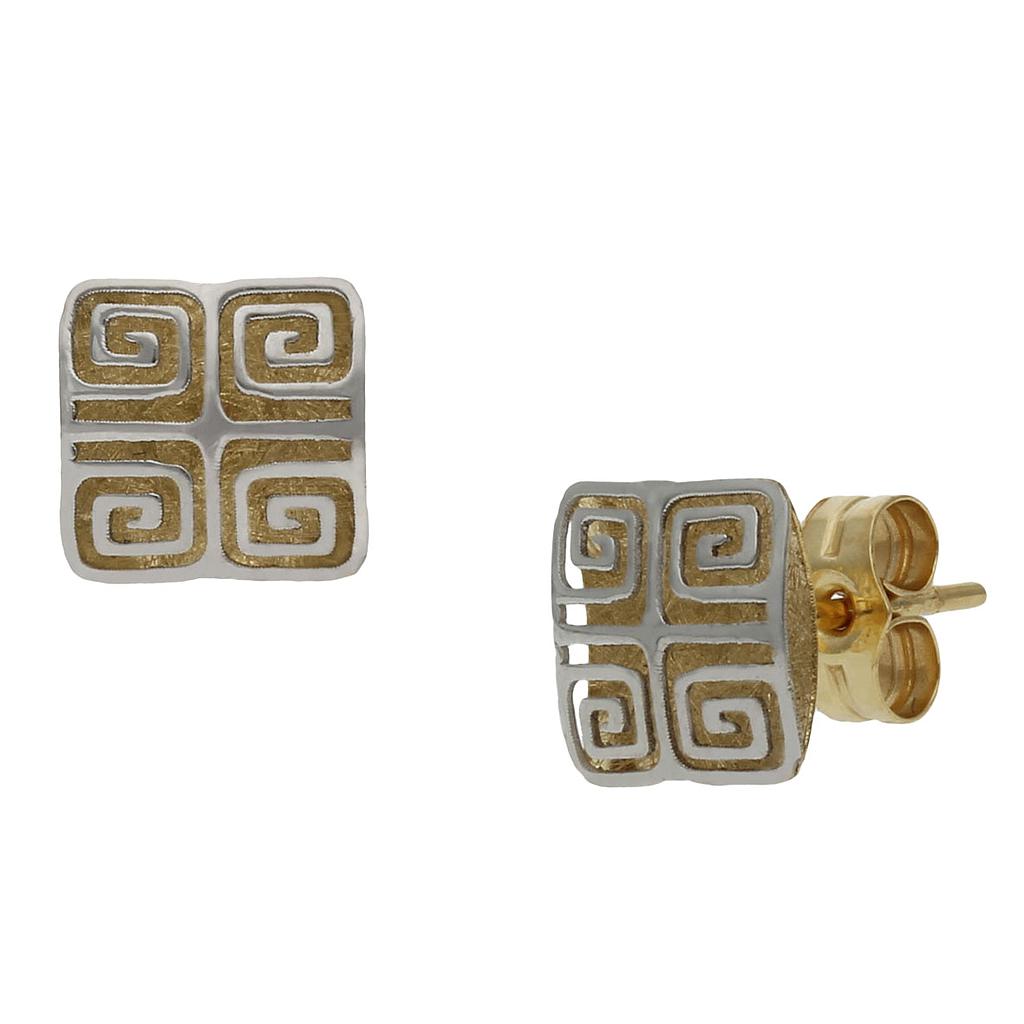 PENDIENTES ORO 18KL BICOLOR - 7X7MM