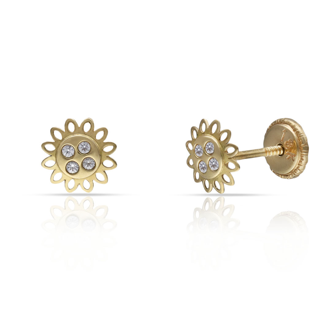 PENDIENTES ORO 18KL FLOR