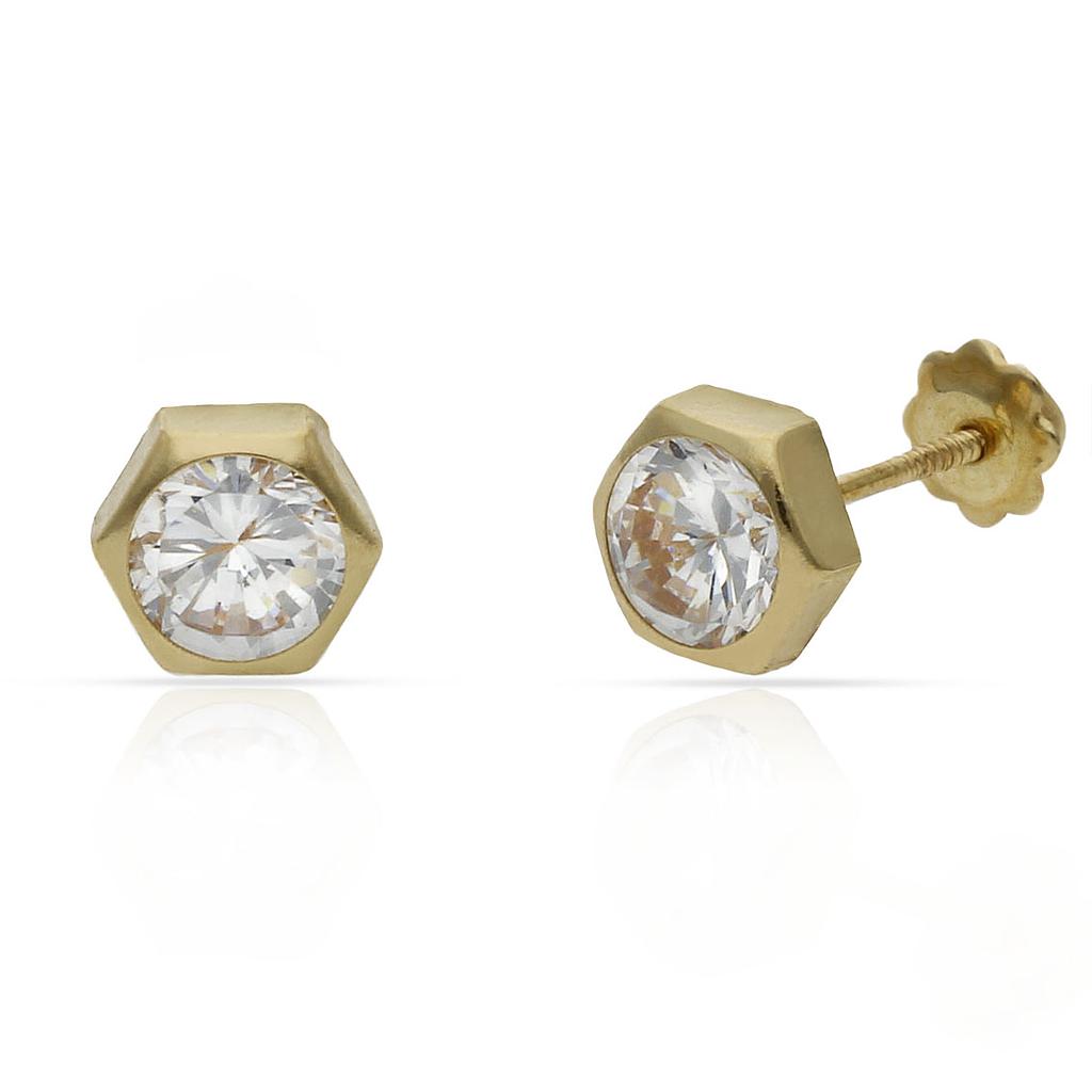PENDIENTES ORO 18KL HEXAGONAL