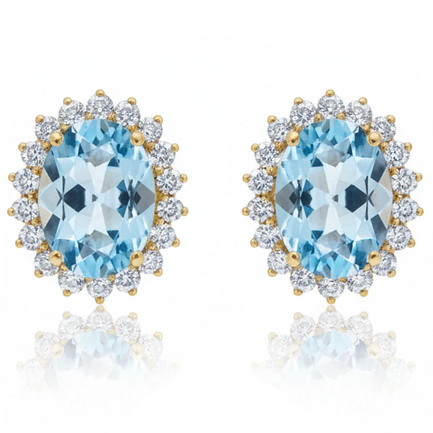 PENDIENTES ORO 18KL CIRCONITAS + PIEDRA COLOR