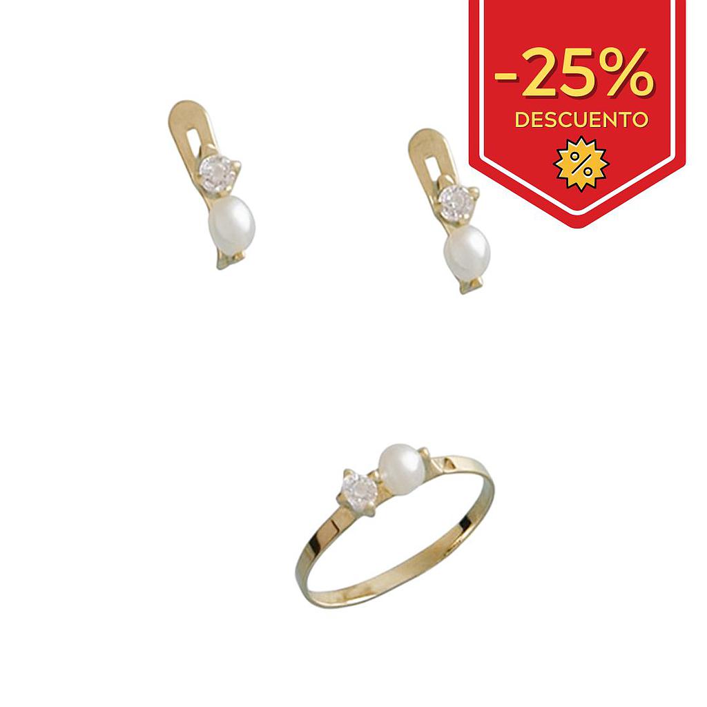 PENDIENTES BEBE ORO 18KL PERLAS CIRCONITAS