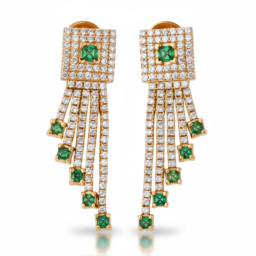 PENDIENTES ORO 18KL CRISOPAL Y CIRCONITAS