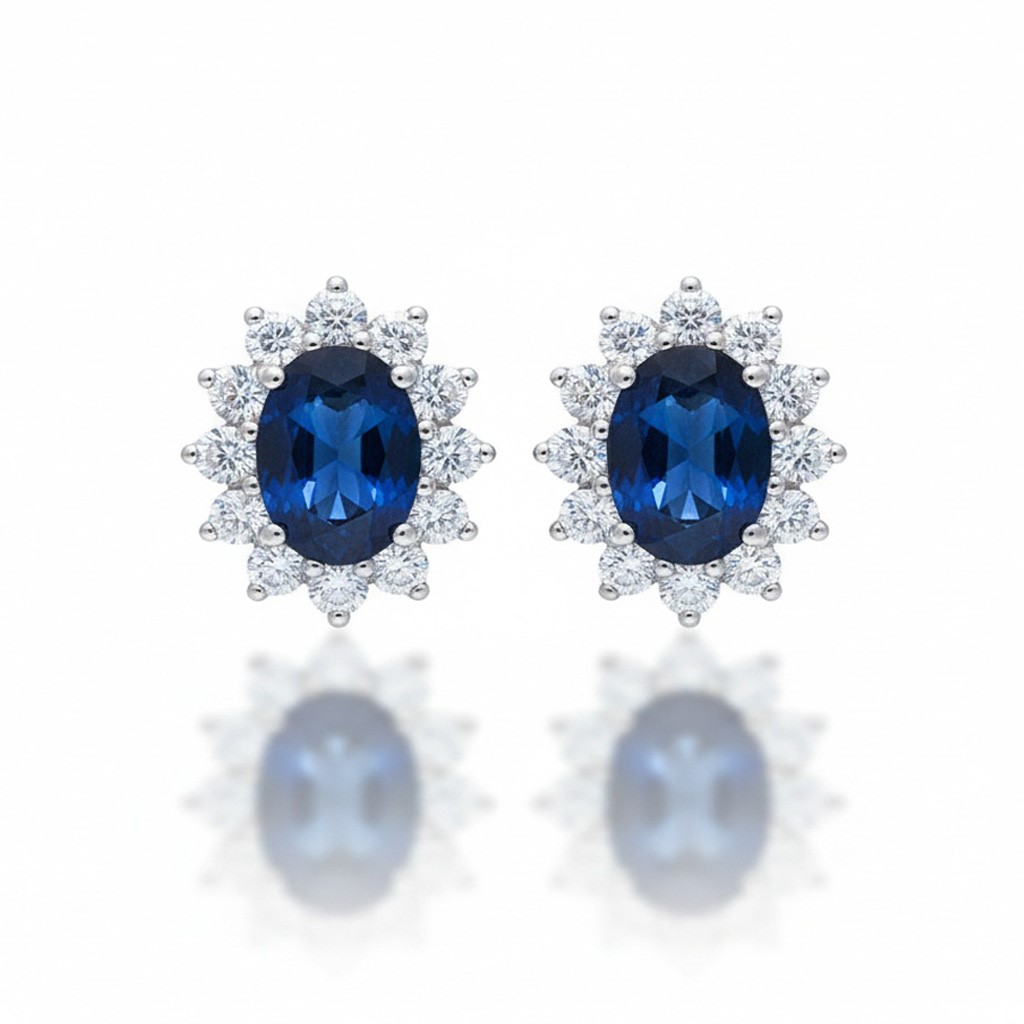 PENDIENTES ORO BLANCO 18KL ZAFIROS FINOS