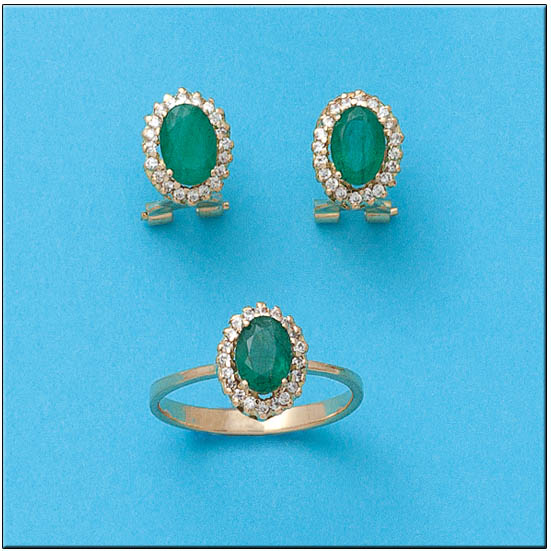 PENDIENTES ORO 18KL ESMERALDAS FINAS