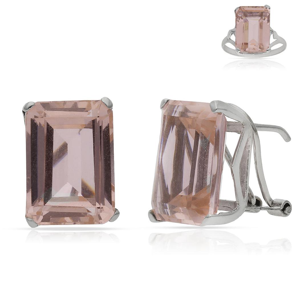 PENDIENTES ORO BLANCO 18KL NANO MORGANITA