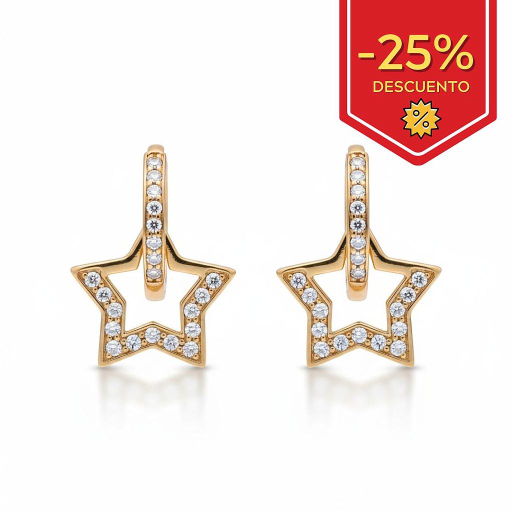 PENDIENTES ORO 18KL ESTRELLAS CIRCONITAS