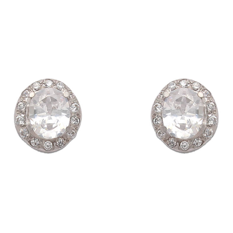 PENDIENTES ORO BLANCO 18KL OVAL