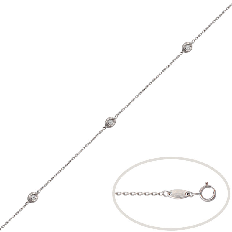PULSERA ORO BLANCO 18KL CHATONES - 3MM