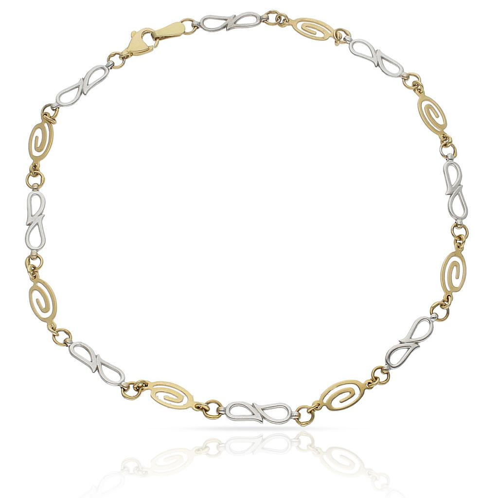 PULSERA ORO 18KL TOBILLERA BICOLOR