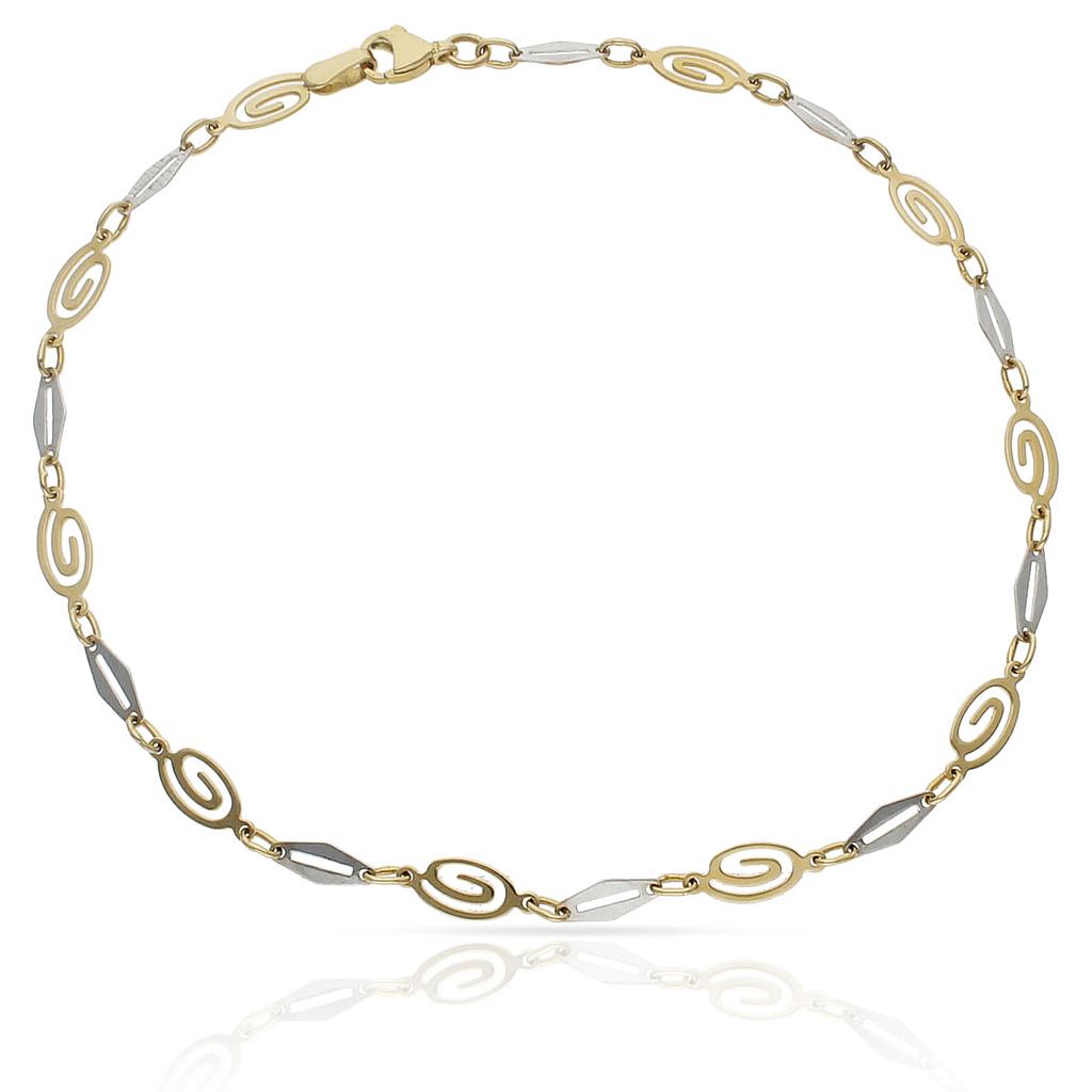PULSERA ORO 18KL TOBILLERA BICOLOR