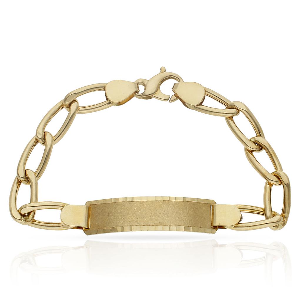 PULSERA ORO 18KL HUECA FIGARO PLACA