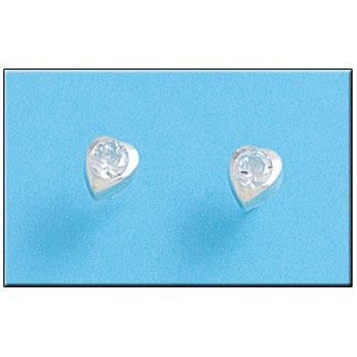 PENDIENTES PLATA 925MM CORAZON CIRCONITAS - 6MM