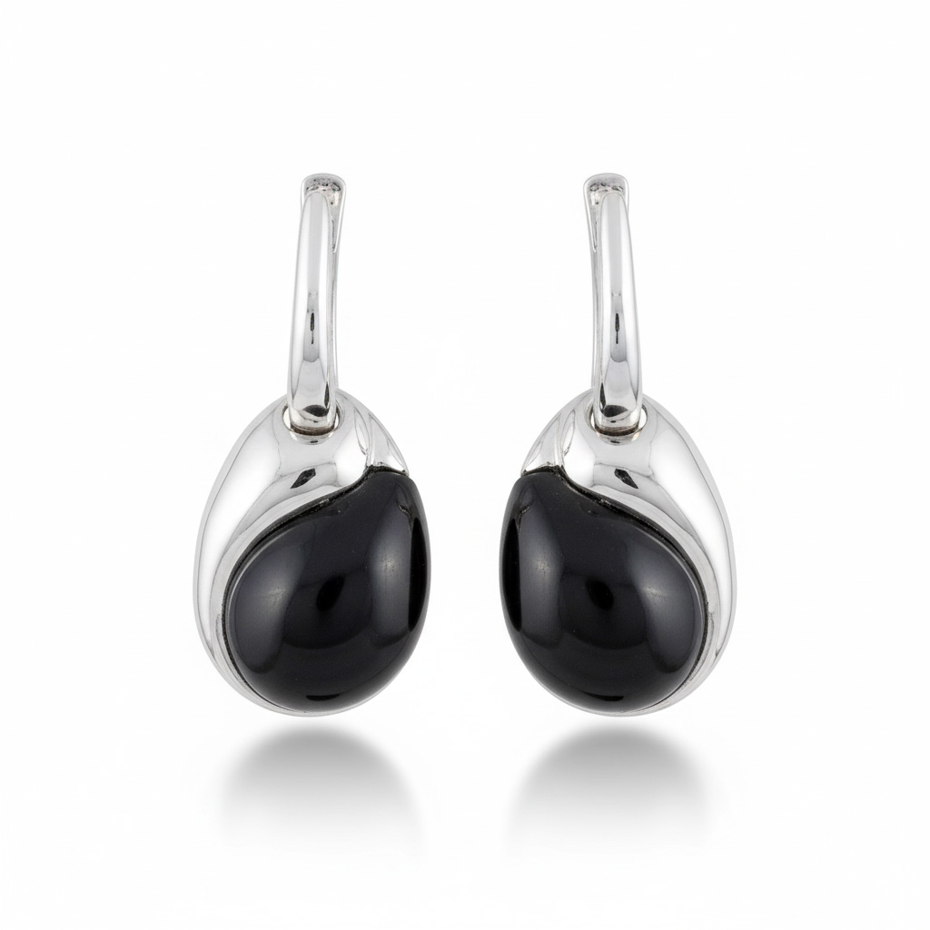 PENDIENTES PLATA 925MM OJO DE AGUILA NEGRO